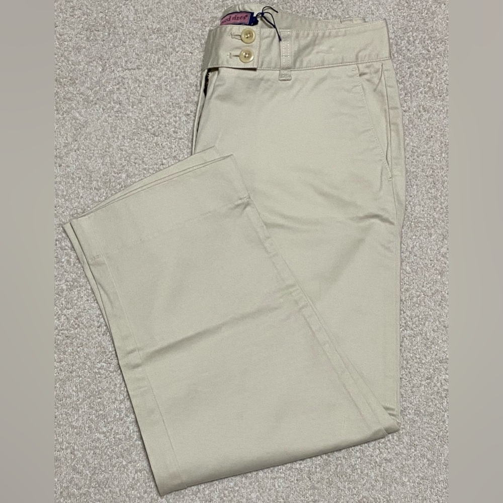 Vineyard Vines Shep & Ian Khaki Cropped Stretch Pants Women’s 6 Preppy - NWOT
